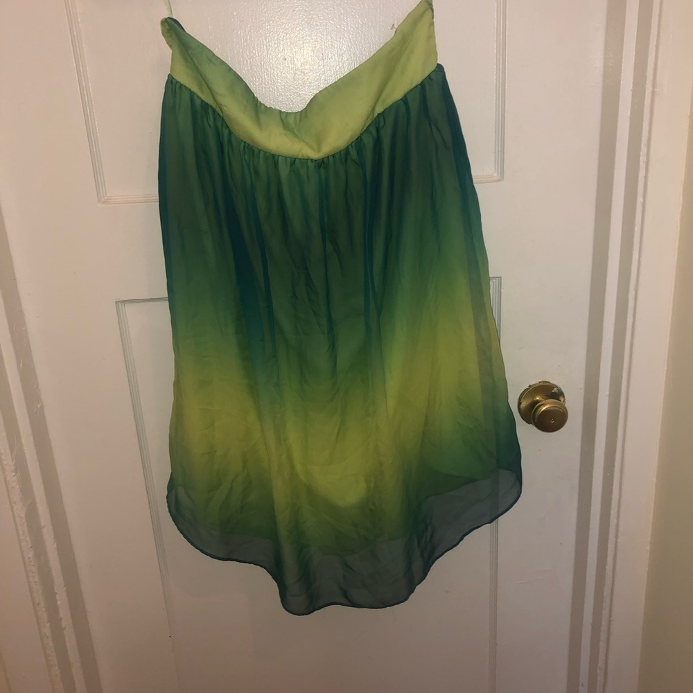 Green Umbria Teaberry  A-Line Resort Skirt, sheer fairylike fabric, preloved